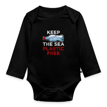 Save The Ocean Gardez la mer sans plastique Meer Öko - Body Bébé bio manches longues - noir - Devant