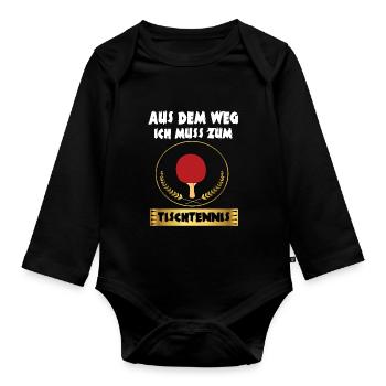 Tischtennis - Baby Bio-Langarm-Body - Schwarz - Vorne