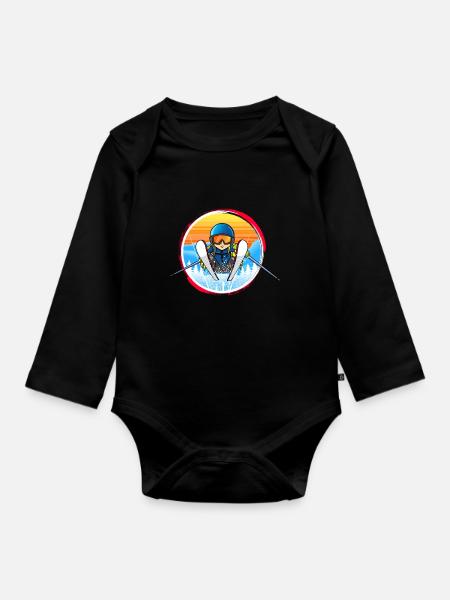 Skieur Professionnel Pistensau Ski Vacation Humour Drôle - Body Bébé bio manches longues - noir