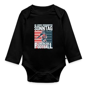 An jedem verdammten Sonntag American Football - Baby Bio-Langarm-Body - Schwarz - Vorne