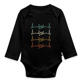 Impulsion ECG de battement de coeur de musique - Body Bébé bio manches longues - noir - Devant
