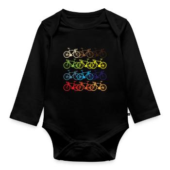 Chemise de vélo - vélo de route rouge, vert, bleu, jaune cool - Body Bébé bio manches longues - noir - Devant