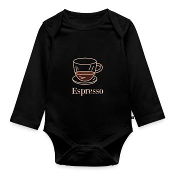Café café expresso du matin - Body Bébé bio manches longues - noir - Devant