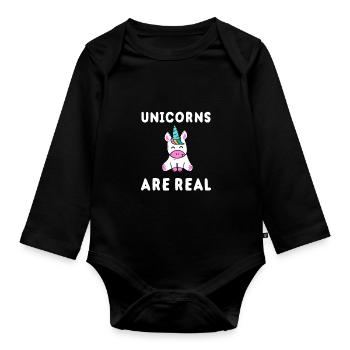 Licorne - les licornes sont réelles - Body Bébé bio manches longues - noir - Devant