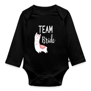 Team Bride Braut Alpaca Lama Alpaka JGA Party - Organic Longsleeve Baby Bodysuit - black - Front