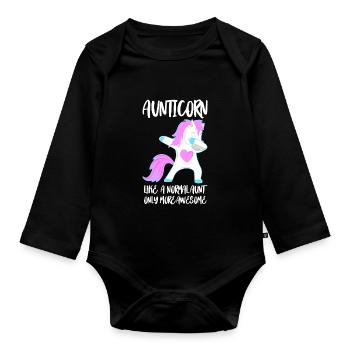Aunticorn - Tante mit Dabbing - Baby Bio-Langarm-Body - Schwarz - Vorne
