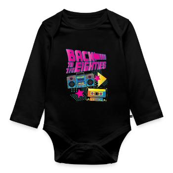 Back to the Eighties - 80er Jahre 80's 80s - Baby Bio-Langarm-Body - Schwarz - Vorne