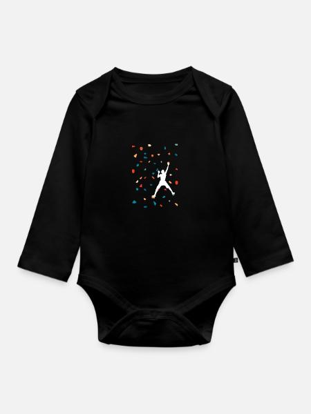 Klettern - Bouldern Boulder - Baby Bio-Langarm-Body - Schwarz