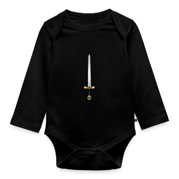 Épée de chevalier d'or - Body Bébé bio manches longues - noir - Devant