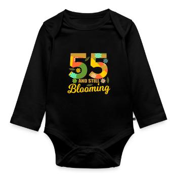 55. Geburtstag 55 Jahre alte Geschenkidee - Baby Bio-Langarm-Body - Schwarz - Vorne