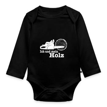 Ich und Mein Holz Förster Jäger Axt im Wald - Baby Bio-Langarm-Body - Schwarz - Vorne