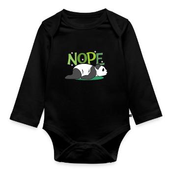 panda - Organic Longsleeve Baby Bodysuit - black - Front
