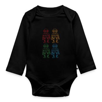 robot - Organic Longsleeve Baby Bodysuit - black - Front