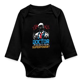 Docteur Docteur - Body Bébé bio manches longues - noir - Devant