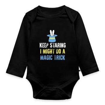 Magician magician rabbit - Organic Longsleeve Baby Bodysuit - black - Front