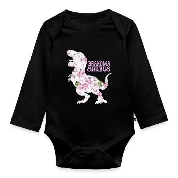 Grand-mère saurus - Body Bébé bio manches longues - noir - Devant