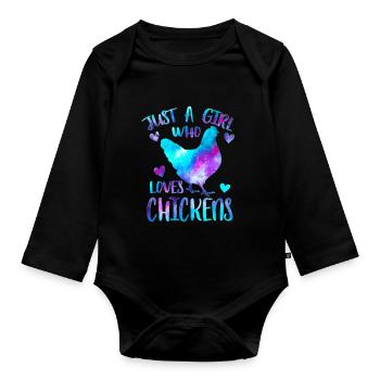 Juste une fille qui aime les poulets - Body Bébé bio manches longues - noir - Devant