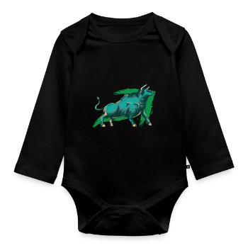 Bull market - Organic Longsleeve Baby Bodysuit - black - Front