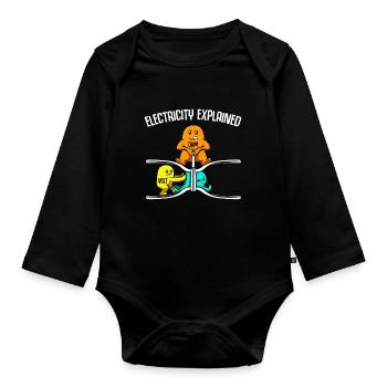 Electricity Explained Electricity Physicist Electricity - Organic Longsleeve Baby Bodysuit - black - Front