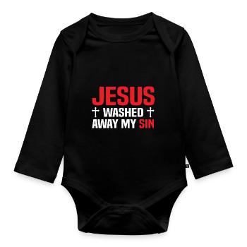 Jesus Christ - Organic Longsleeve Baby Bodysuit - black - Front