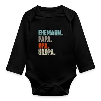 Uropa - Baby Bio-Langarm-Body - Schwarz - Vorne