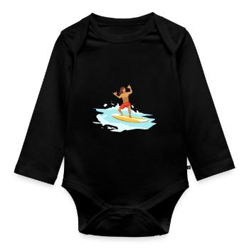 Surfen Surfing - Baby Bio-Langarm-Body - Schwarz - Vorne