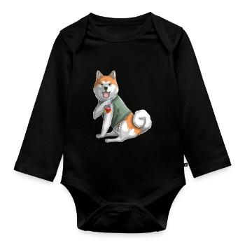 Ich liebe Mama Tattoo japanische Akita Inu Mama - Baby Bio-Langarm-Body - Schwarz - Vorne