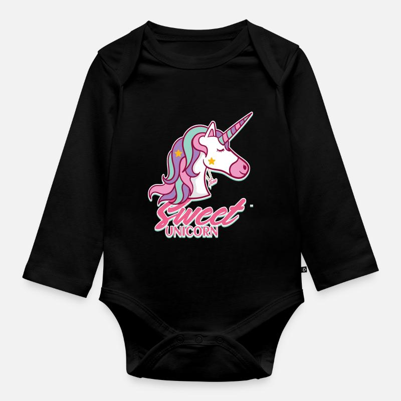 licorne 2 faite par jena2908 - Body Bébé bio manches longues - noir