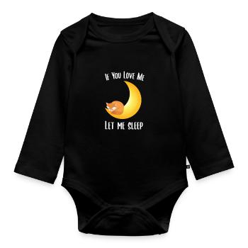 Si tu m'aimes laisse moi dormir le renard - Body Bébé bio manches longues - noir - Devant