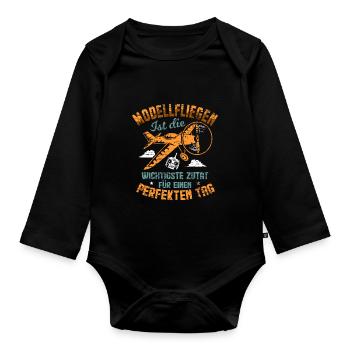 Modellfliegen - Baby Bio-Langarm-Body - Schwarz - Vorne