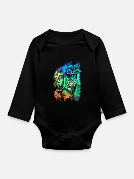 Tiger - Baby Bio-Langarm-Body - Schwarz
