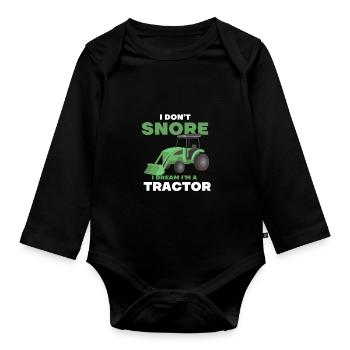 Énonciations drôles d'agriculteur pour les agriculteurs avec tracteur - Body Bébé bio manches longues - noir - Devant