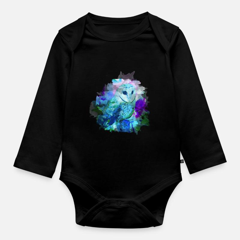 Eule - Baby Bio-Langarm-Body - Schwarz