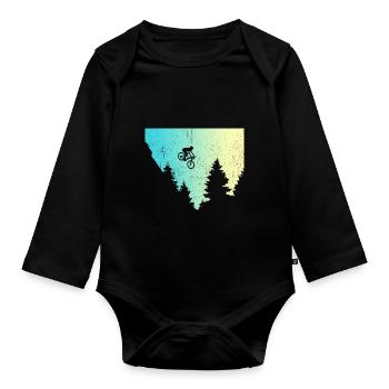 Mountain biker MTB gift Funny saying - Organic Longsleeve Baby Bodysuit - black - Front