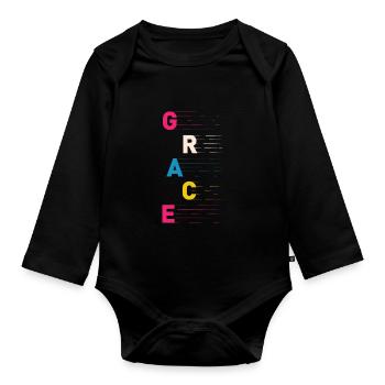 Grace - Christian Design - Grace - Organic Longsleeve Baby Bodysuit - black - Front