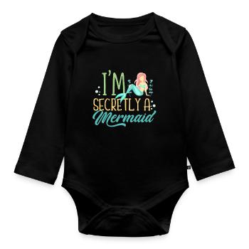 Mermaid - Organic Longsleeve Baby Bodysuit - black - Front