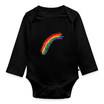 Rainbow shirt & mask with rainbow motif - Organic Longsleeve Baby Bodysuit - black - Front