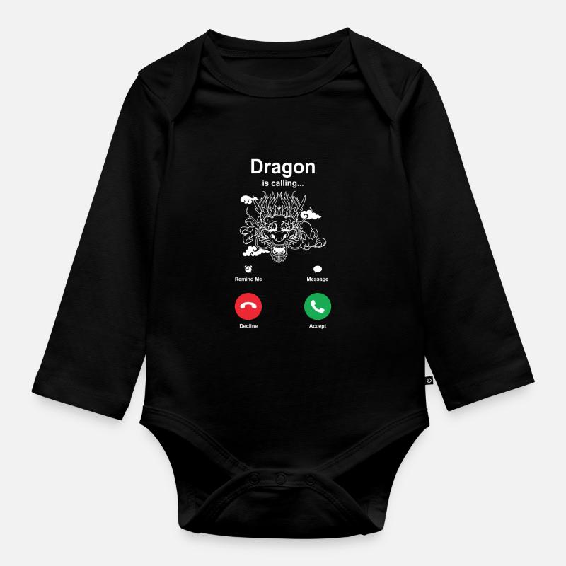 Dragon - Body Bébé bio manches longues - noir