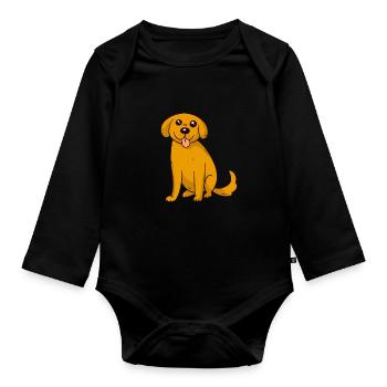 photo de chien mignon sans texte - Body Bébé bio manches longues - noir - Devant
