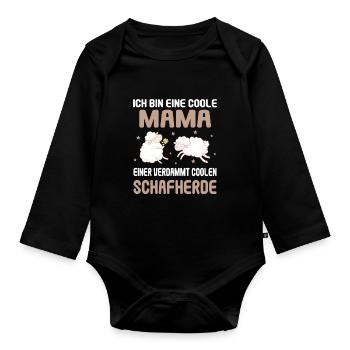 Coole Mama Coolen Schafherde Familie Kinder - Baby Bio-Langarm-Body - Schwarz - Vorne