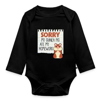 Guinea pigs homework Lazy students - Organic Longsleeve Baby Bodysuit - black - Front