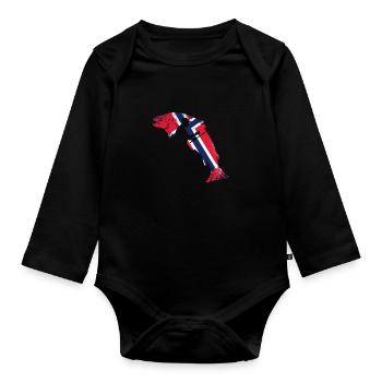 Angler fishing fisherman Norway Norway trip - Organic Longsleeve Baby Bodysuit - black - Front