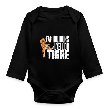 Eye of the Tiger - Organic Longsleeve Baby Bodysuit - black - Front