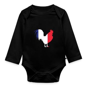 French rooster - Organic Longsleeve Baby Bodysuit - black - Front