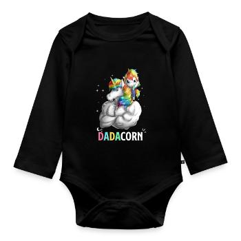 Dadacorn - Magical Unicorn Dad - Organic Longsleeve Baby Bodysuit - black - Front
