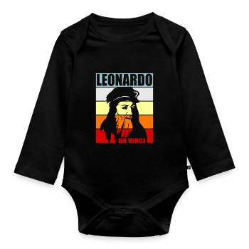 Léonard de Vinci - Body Bébé bio manches longues - noir - Devant