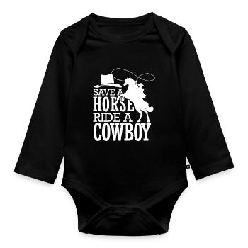 Save A Horse Ride a Cow Boy - Organic Longsleeve Baby Bodysuit - black - Front