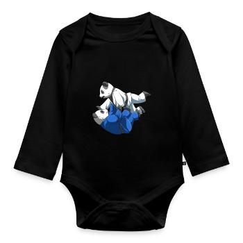 Pandabären beim BJJ Training - Baby Bio-Langarm-Body - Schwarz - Vorne