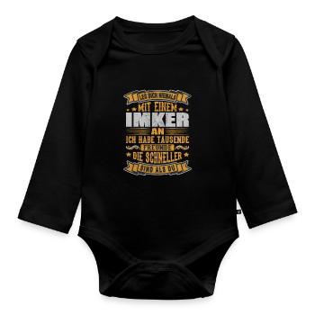 Beekeepers bees threatening thousands of friends - Organic Longsleeve Baby Bodysuit - black - Front
