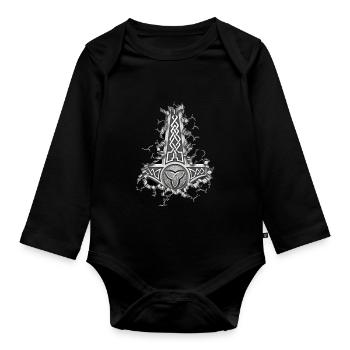 Viking Viking Valhalla Odin Thor Nordmann Skal - Body Bébé bio manches longues - noir - Devant